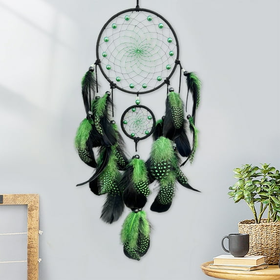 ZZkhGO Colorful Feather Dreamcatcher Decor, Woven Wall Hanging with Beads, Bohemian Bedroom Living Room Home Art Pendant