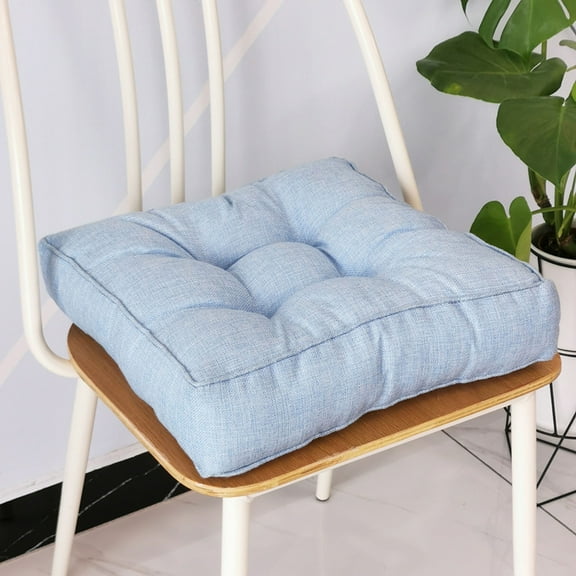 ZZkhGO Compressed Window Cushion, Thickened Imitation Linen Seat Pad with Washable Cover, Three-Dimensional Chair Cushion for Home Office Tatami Car, Light Blue
