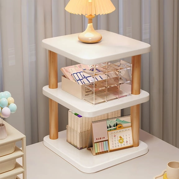 ZZkhGO Corner Desktop Shelf, Double Tier Wooden Storage Shelf, Organizer Shelf for Home Decor