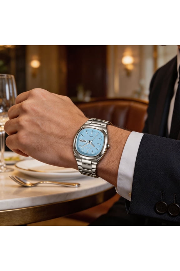 Couple Quartz Watches Set, Stainless Steel Strap Multifunctional His Hers Matching Wristwatches, Date Alarm Chronograph for Daily Casual Wear