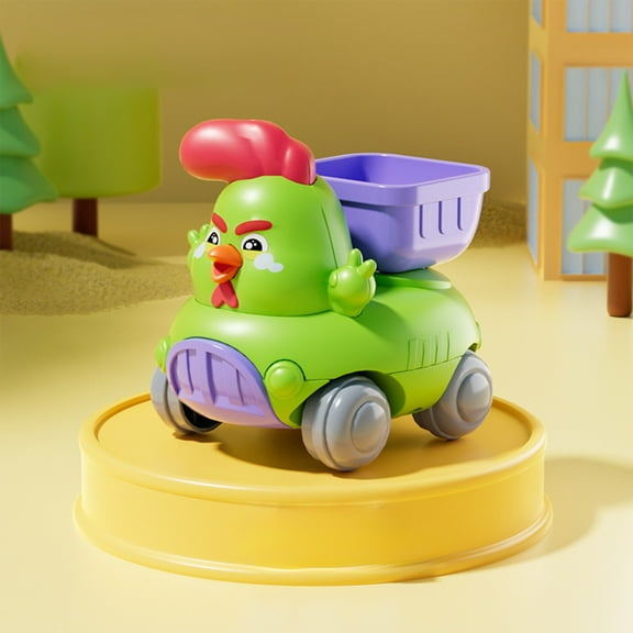 ZZkhGO Cute Chicken Inertia Engineering Vehicle Toy, Movable Small Car Excavator with Simulated Functions, Fun Construction Play for Toddlers, Green