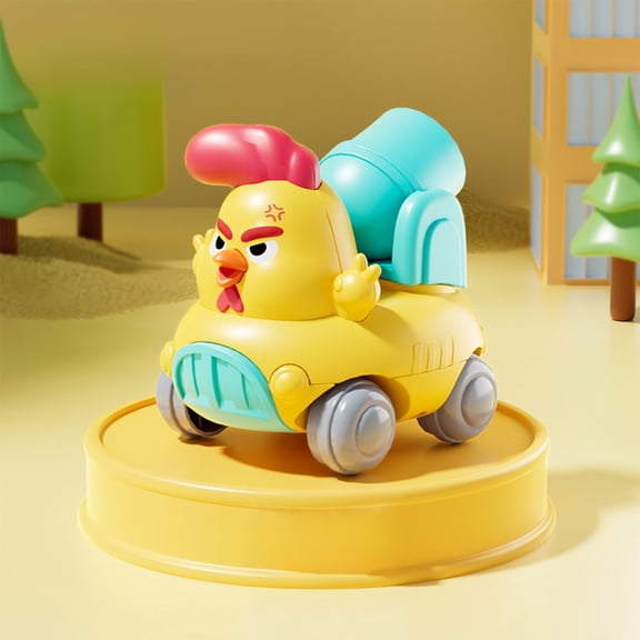 ZZkhGO Cute Chicken Inertia Engineering Vehicle Toy, Movable Small Car Excavator with Simulated Functions, Fun Construction Play for Toddlers, Yellow