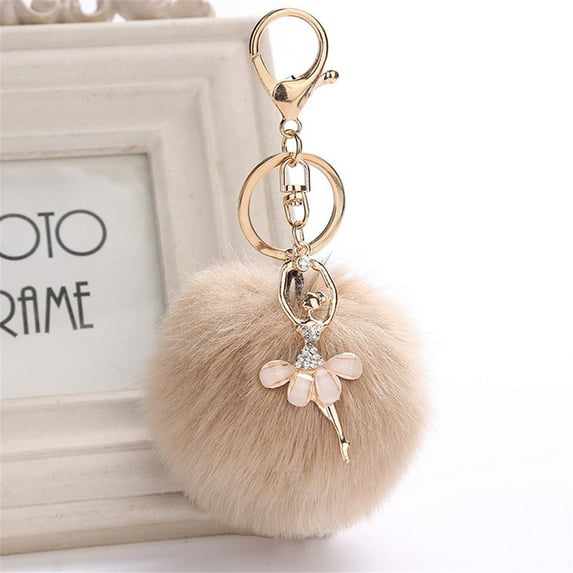 ZZkhGO Cute Dancing Angel Keychain Pendant, 8CM Alloy Pompom Key Chain for Women, Decorative Bag Charm Car Accessory Gift