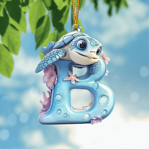 ZZkhGO Cute Turtle Alphabet Letter Ornament, Sea Turtle Shaped Letter from A to Z, Educational Hanging Decor for Nursery Kids Room