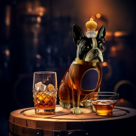 ZZkhGO Dog Head Whiskey Decanter Bottle, High Borosilicate Glass Liquor Bottle, Handmade 320ml Spirit Decanter for Bar Gift
