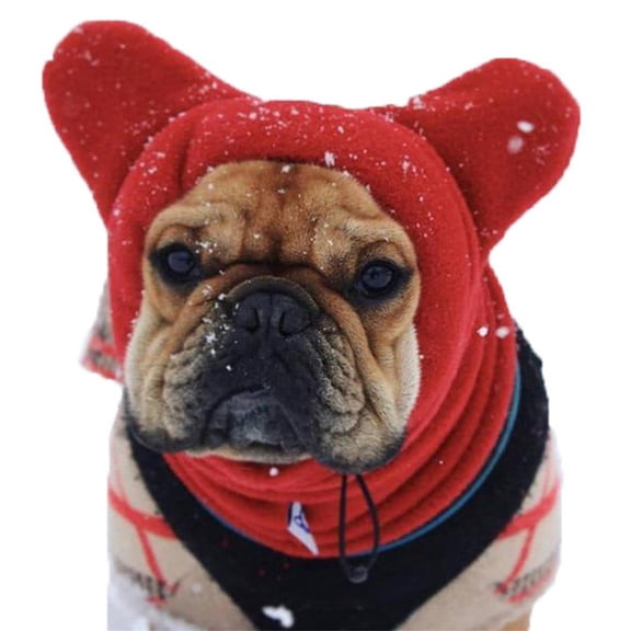 ZZkhGO Dog Winter Hooded Hat, Adjustable Warm Ear Hood for Pet, Soft Fleece Hat for Cold Weather Outdoor