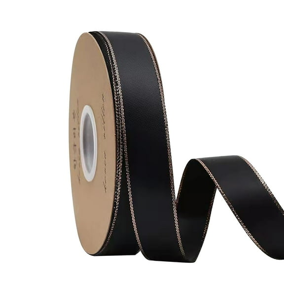 ZZkhGO Double Gold Edged Velvet Ribbon, 1 Inch Wired Christmas Ribbon, 25 Yards Gift Wrapping Ribbon for Holiday Decorations