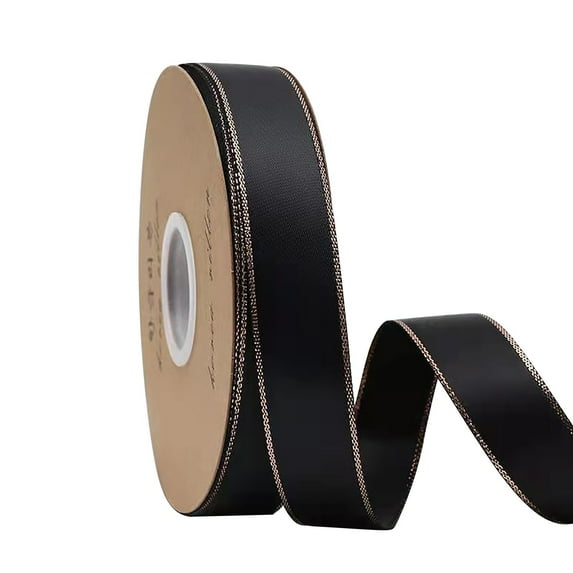 ZZkhGO Double Gold Edged Velvet Ribbon, 1 Inch Wired Christmas Ribbon, 25 Yards Gift Wrapping Ribbon for Holiday Decorations