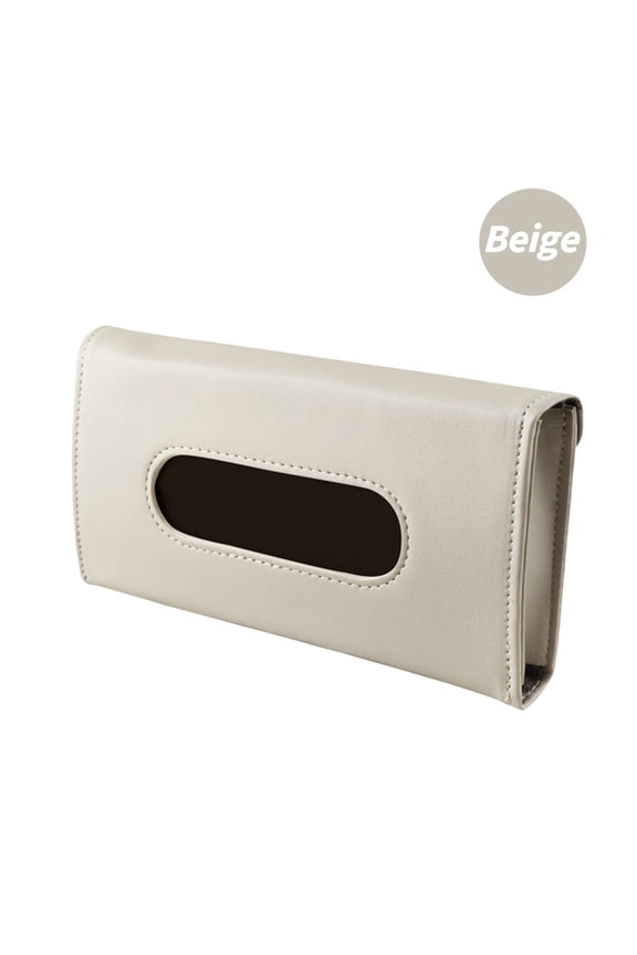 Draw Type Leather Storage Box, Closure Hanging Face Coverings Organizer, Protective Mask Case with Soft Lining for Vehicle Office Travel, Beige