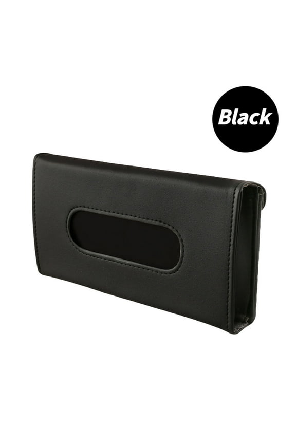Draw Type Leather Storage Box, Closure Hanging Face Coverings Organizer, Protective Mask Case with Soft Lining for Vehicle Office Travel, Black