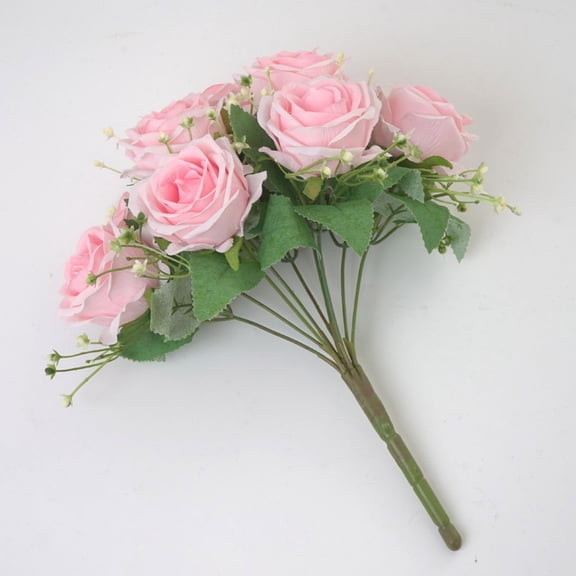 ZZkhGO Elegant 9-Head Simulation Rose Bouquet, Lifelike Faux Flowers with Never Wither Design, Romantic European Home Decoration for Wedding Banquet Living Room