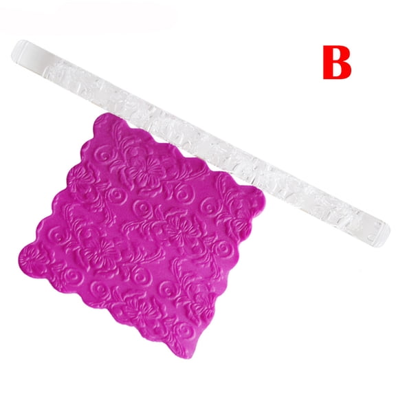 ZZkhGO Embossing Acrylic Rolling Pin, Fondant Cake Baking Decorating Tool, Clear Textured Pastry Roller for Icing Marzipan