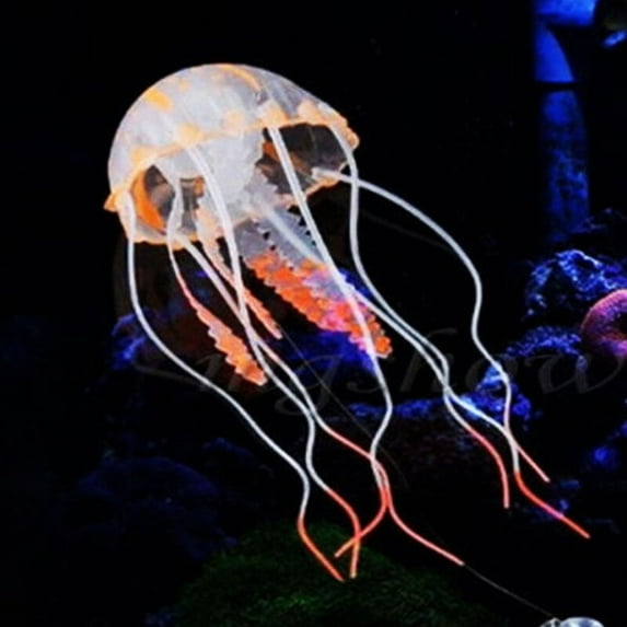ZZkhGO Fish Tank Fluorescent Glowing Jellyfish, Artificial Fake Aquarium Ornament, Water Moving Decoration for Tank
