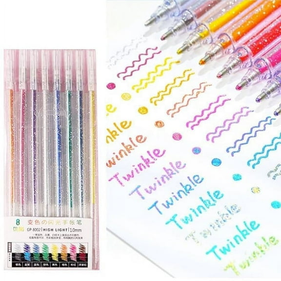 ZZkhGO Glitter Gel Pen Set, Colorful Fluorescent Writing Pens, Smooth Ink Art Pens for Drawing Coloring Craft Journal