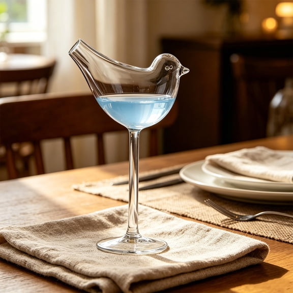 ZZkhGO Hand Blown Bird Shaped Wine Glass, Clear Transparent Stemmed Goblet 100ML, Whiskey Cocktail Goblet for Home Bar Table Decor