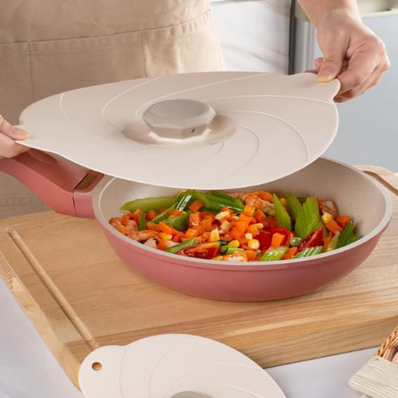ZZkhGO Heat Resistant Microwave Suction Lids, Reusable Food Covers with Suction Seal, Splatter Proof Bowl Plate Pot Pan Lids for Kitchen Storage, Beige