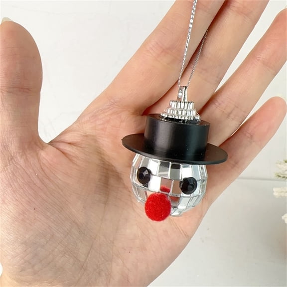 ZZkhGO Hooded Snowman Pendant Mirror Ornament, Reflective Handcrafted Christmas Tree Decoration, Festive Holiday Décor for Home Mantel Dining Table, Silver