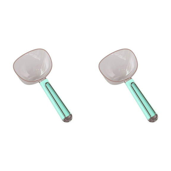 ZZkhGO Household Kitchen Measuring Rice Spoon, Two-in-One Rice Shovel Ration Spoon, Large Capacity Grains Flour Baking Spoon for Cooking Baking, Light Blue