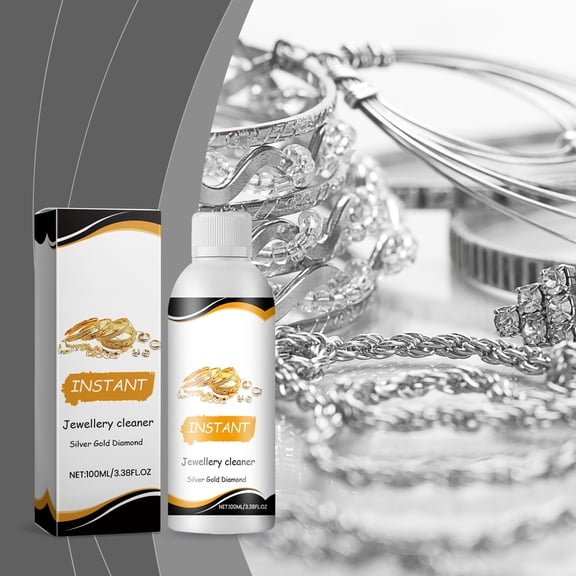 ZZkhGO Jewelry Cleaning Solution, Silver Gold Glass Stain Remover, 100ml Tarnish Cleaner for Rings Necklaces