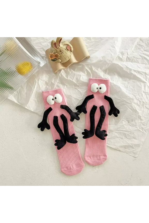 Magnetic Couple Socks, Holding Hands Funny Socks, 3D Doll Socks for Women Men