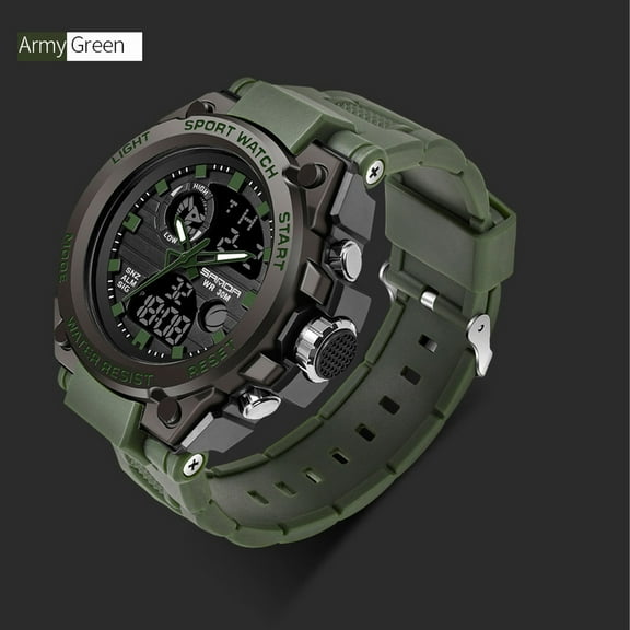 ZZkhGO Men Sport Analog Digital Watch, LED Electronic Wristwatch 30M Waterproof, Multifunction Dual Time Stopwatch Alarm Watch for Men