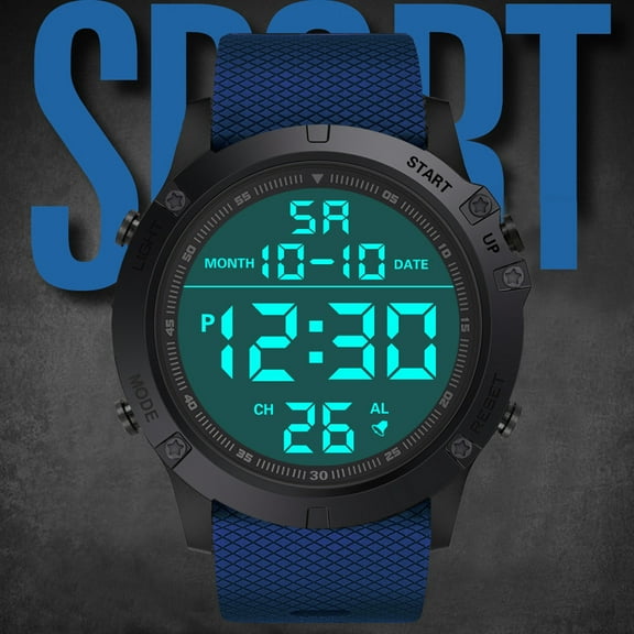 ZZkhGO Men's Military Sport Digital Watch, 50M Waterproof LED Backlight Wristwatch, Outdoor Multifunction Stopwatch Alarm Date Watch for Men