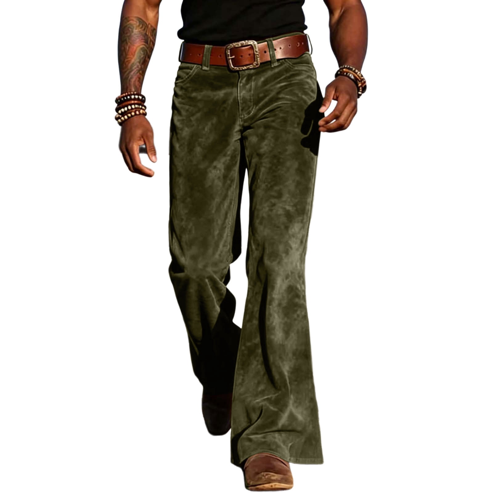 ZZkhGO Men's Western Style Pants Button Fly Vintage Cowboy Straight Leg ...