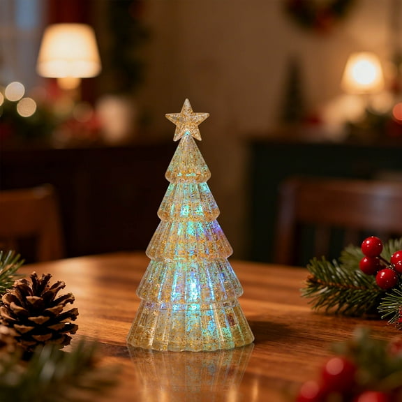 ZZkhGO Mini Desktop Christmas Tree, Battery Operated Tabletop Decor, Small Holiday Tree with Lights