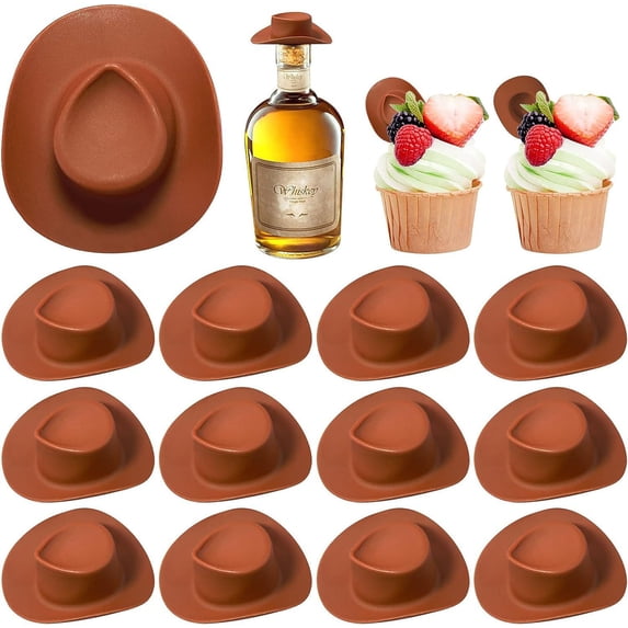 ZZkhGO Mini Western Cowboy Doll Hat, Plastic Cute Party Decoration Accessory, Small Hats for Crafts Display Model Figures