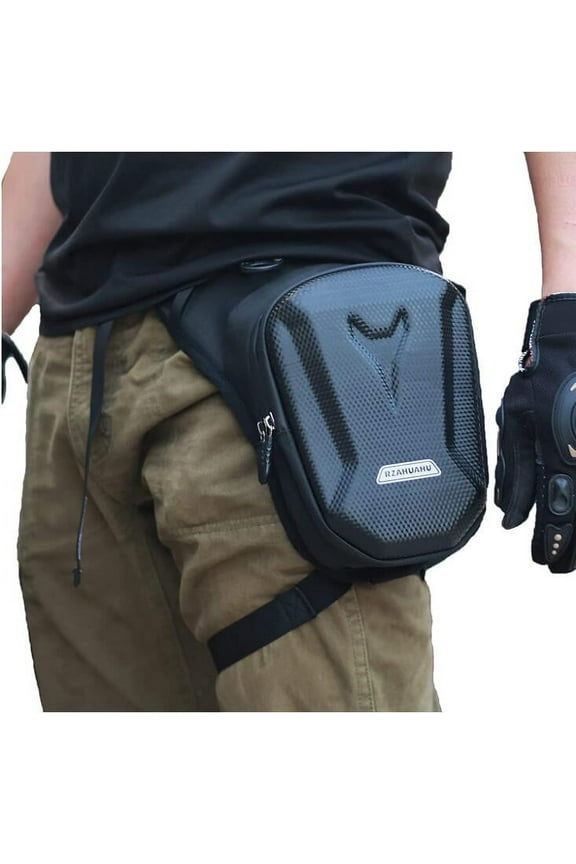Motorcycle Waist Pack, Drop Leg Thigh Pouch Phone Storage Bag, Adjustable Reflective Hip Bag for Riding Cycling