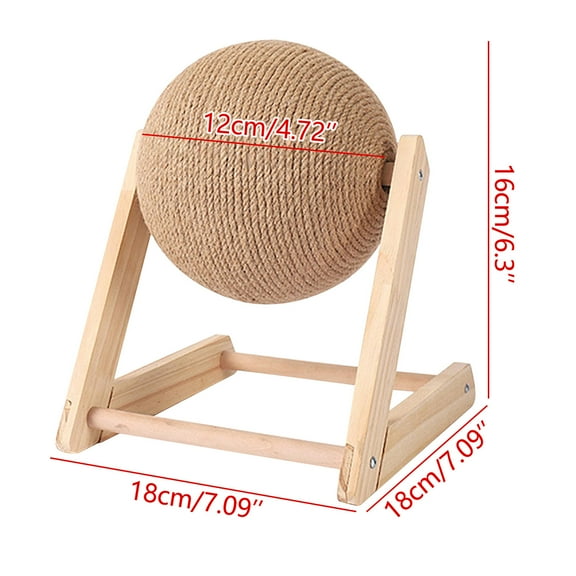 ZZkhGO Natural Sisal Scratching Cat Toy, Solid Wood Interactive Pet Toy, Sisal Ball Scratching Post for Cats Furniture Protection