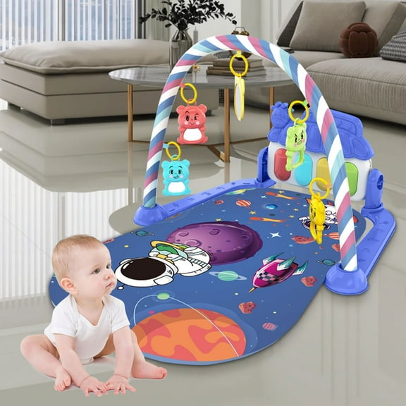 ZZkhGO Play Mat Piano Activity Gym with 5 Linkable Toys, Removable Baby Play Mat for Tummy Time, Soft Washable Kids Activity Mat for Floor Sitting Outdoor Play