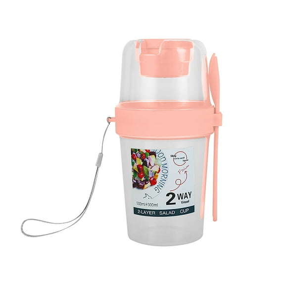 ZZkhGO Portable Breakfast Cup with Fork Cover, Fruit Vegetable Yogurt Cup Container, Light Food Cup for Snack Meal Kitchen Dining