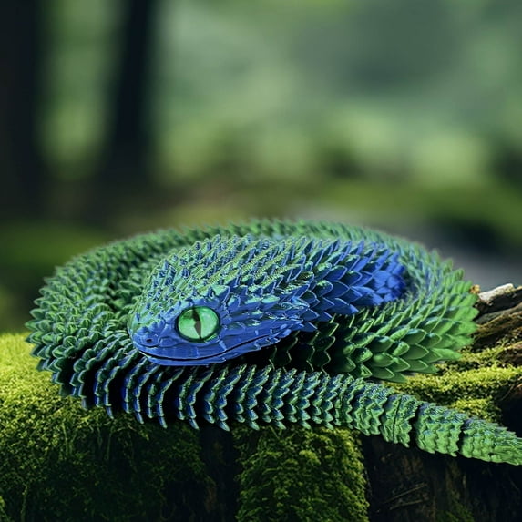 ZZkhGO Printed Jointed Snake Toy, Multi-Joint Movable Snake Model, Poseable Desk Decoration for Stress Relief Fidgeting Play