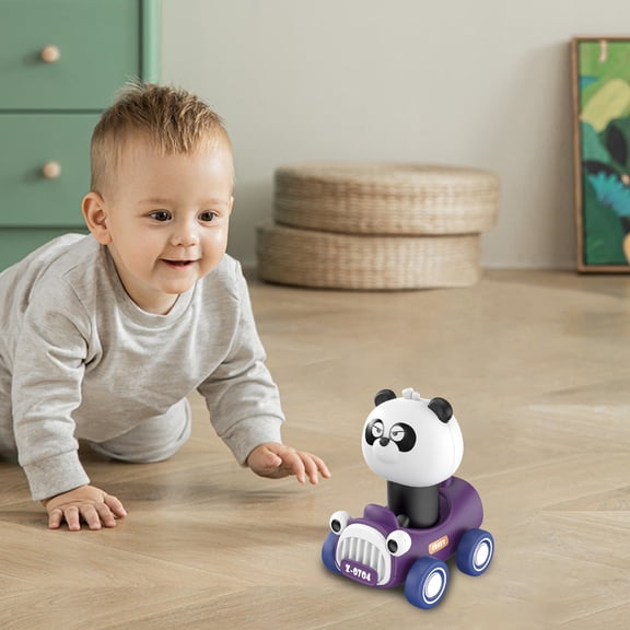 ZZkhGO Push and Go Toy Car, Educational Early Learning Crawling Car for Toddlers, Friction Powered Vehicle for Boys Girls 0-3 Years, Black