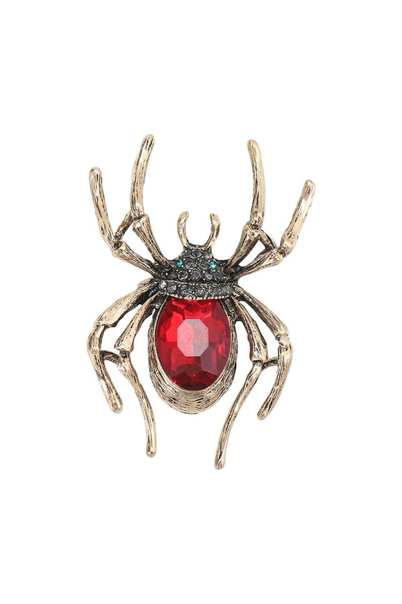 Retro Crystal Spider Brooch, Vintage Alloy Insect Brooch for Clothing, Unique Personality Fashion Accessory Pin for Jacket Blouse Hat