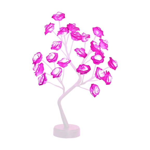 ZZkhGO Rose Flower Bonsai Tree Table Light, USB Battery Powered Adjustable Branch Lamp, Purple LED Desk Decor for Home Bedroom Party