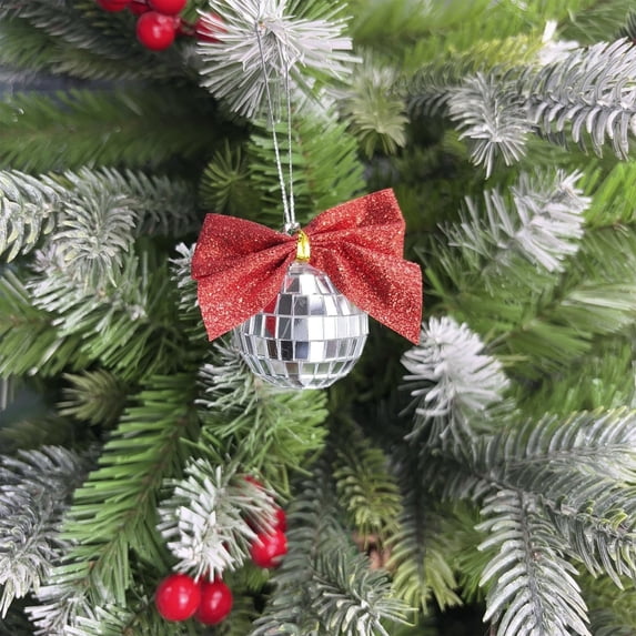 ZZkhGO Shatterproof Christmas Ornament Balls, Multicolor Plastic Baubles for Christmas Tree Decorations, 1.97in Holiday Tree Hanging Decorations with Bow for Home Office Party Wedding