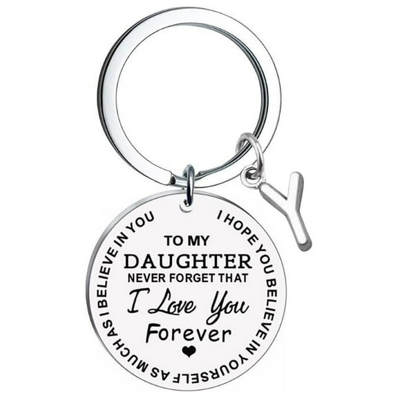 ZZkhGO Stainless Steel Last Name Letter Keychain, Removable DIY Gift for Daughter, Personalized Keychain for Bag Gift Giving