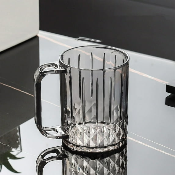 ZZkhGO Striped Mouthwash Cup with Holes, Transparent Plastic Toothbrush Holder, High-Color Couple Bathroom Wash Cup for Sink Counter