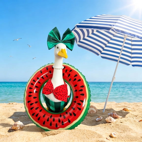 ZZkhGO Summer Pool Themed Porch Goose Clothes, 23 Inch Weather Resistant Outdoor Decorative Outfit, Festive Patio Yard Attire for Garden Lawn Holiday Decor