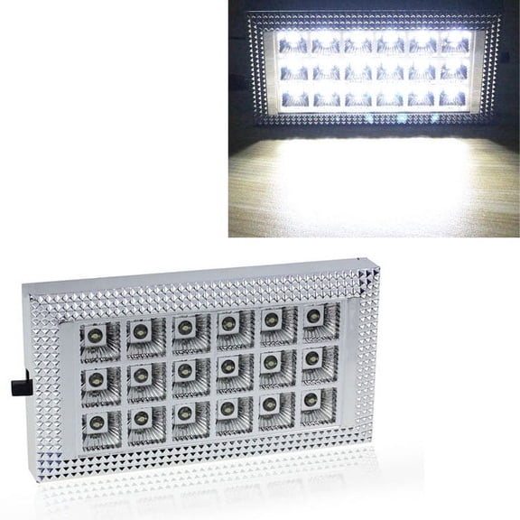 ZZkhGO Super Bright 18 LED Car Interior Dome Light, 12V Van Bus Ceiling Roof Lamp with Chrome Finish, Energy-Saving White Light for Vehicle Cabin Decor