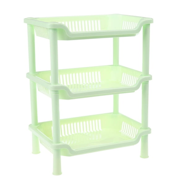 ZZkhGO Three-layer Storage Rack, Rectangular Plastic Shelving Unit, Floor Standing Rack for Bathroom Kitchen