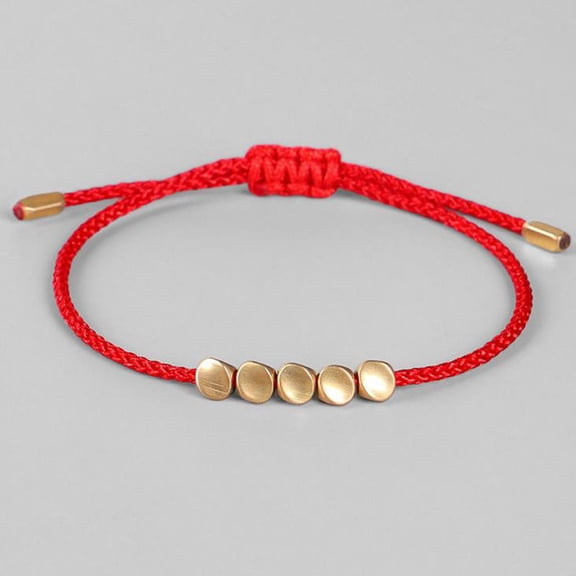 ZZkhGO Tibetan Copper Bead Rope Bracelet, Unisex Wax Thread Bangle, Handmade Alloy Bracelet for Daily Wear Anniversary Gift