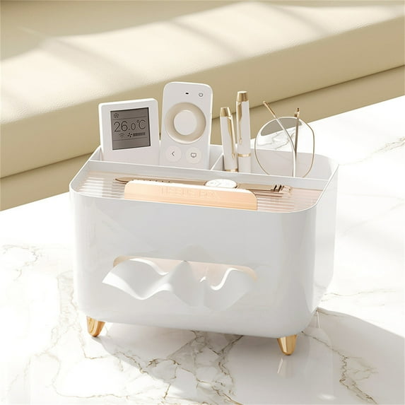 ZZkhGO Tissue Box Storage Organizer, Living Room Remote Control Box, Plastic Drawer Organizing Container
