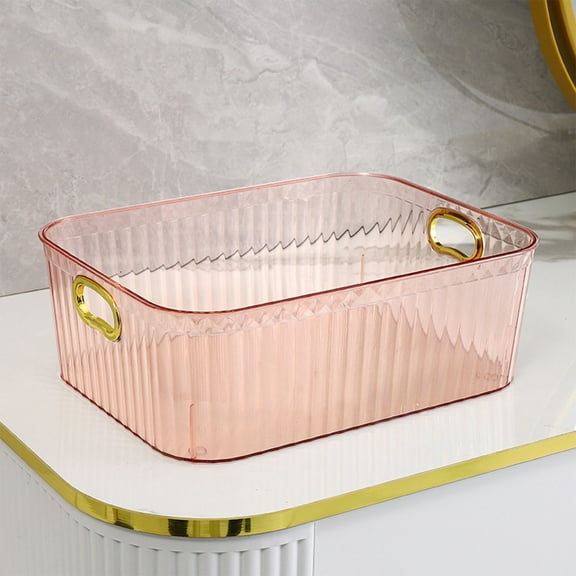 ZZkhGO Transparent Storage Basket, Clear Acrylic Organizer Box, Multi-Purpose Plastic Container for Snacks Cosmetics Kitchen Bathroom