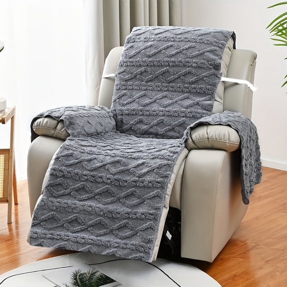 ZZkhGO Velvet Recliner Chair Cover, Nonslip Sofa Furniture Protector, Elastic Straps Stretch Couch Cover for Pet, Home
