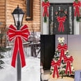 thumbnail image 1 of ZZkhGO Velvet Ribbon Christmas Bow, Red Swallowtail Flocking Decoration Wires Trims, Large Festive Bow for Tree Wall Wedding Party Decor, Red, 1 of 6