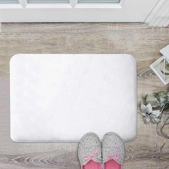 ZZkhGO Velvet Solid Color Floor Mat Water Absorbing Non Slip, Bathroom Living Room Entrance Mat Quick Dry Soft Velvet, Bedroom Door Carpet Rug for Kitchen Balcony, White
