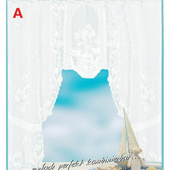 ZZkhGO Vintage Lace Kitchen Curtain, Half Shade Window Scarf Door Curtain, Romantic Home Decor for Bedroom Living Room